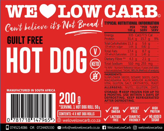 We love Low Carb - Hot Dog buns 200grams - Image 2